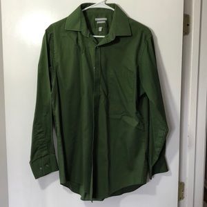 Van Heusen Fitted Green Buttondown Dress Shirt